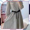 Curea de piele de damă cu talie îngustă legată elegant negru