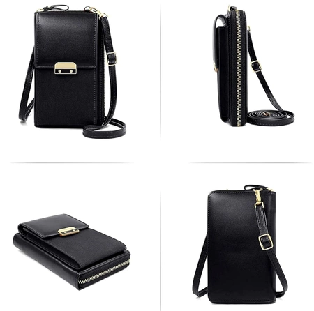Pocheta mini dama, portofel din piele, husa telefon