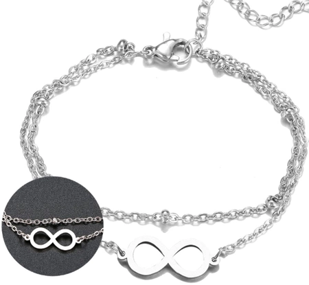 Bratara infinit de argint, otel chirurgical, cifra opt