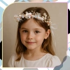 Bandita copii auriu tiara alb Coroniță zirconi perle
