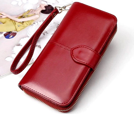 Portofel de damă mare, spațios, decorativ din piele