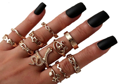 Set de inele retro Punk Gold Gothic