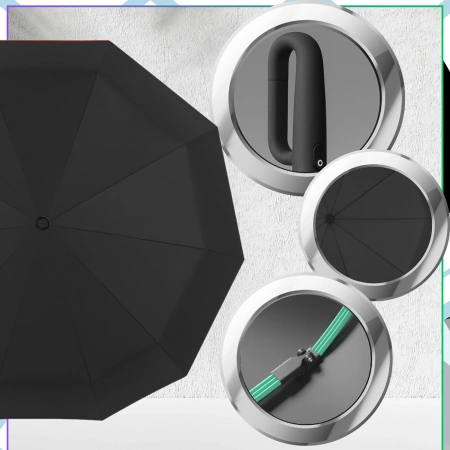 Umbrelă NEAGRĂ, umbrelă pliabilă automată ANTI-UV