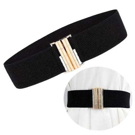 Cureaua neagra eleganta pentru o rochie teaca, elastic in talie