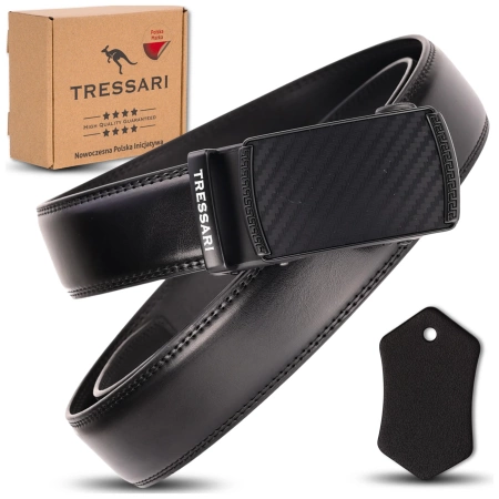 Curea automată din piele pentru bărbați TRESSARI, neagră, 120 cm