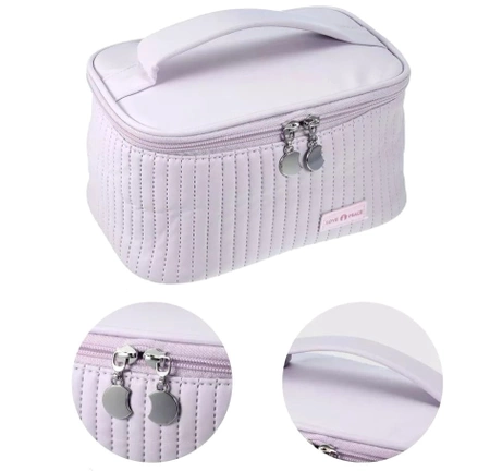 Organizator elegant patrat pentru geanta cosmetica din piele ecologica