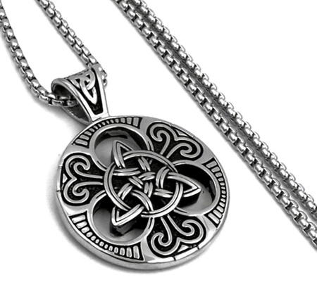 Colier barbatesc, otel chirurgical, Viking, amuleta nordica din argint