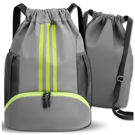 Rucsac sport cu șnur pentru antrenament de gimnastică, geantă gri de sală