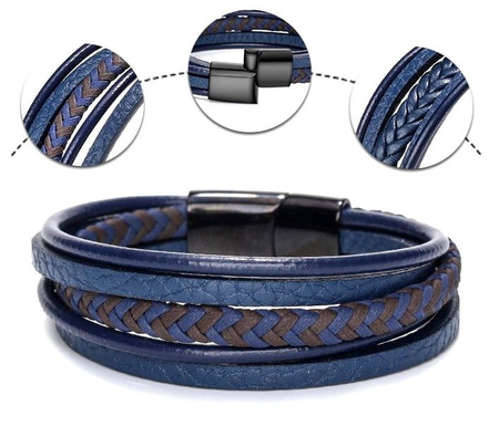 Brățară din piele pentru bărbați punk din oțel inoxidabil