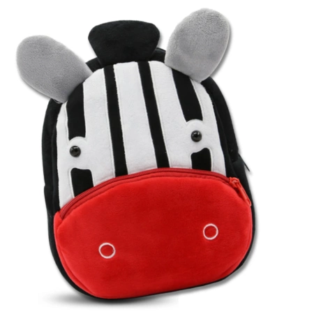 Ghiozdan de pluș pentru copii, pentru preșcolari, cu fermoar ZEBRA