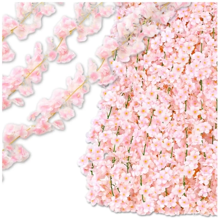 Viță de vie artificială cu flori de cireș pentru ghirlande 2buc decorative roz