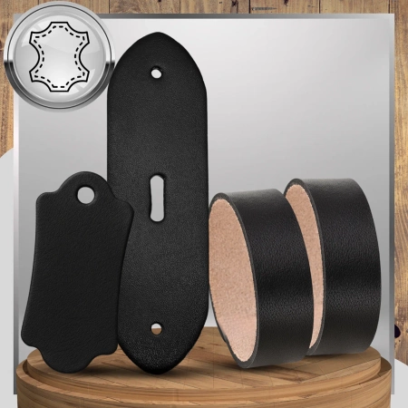 Curea din piele TRESSARI 120cm neagră pentru pantaloni fără cataramă, piele naturală