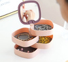 Cutie rotunda cu oglinda pentru organizator de bijuterii Casket