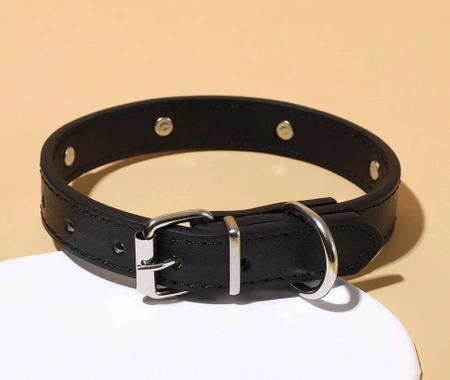 Guler de câine din piele drăguț cu glezne negru reglabil