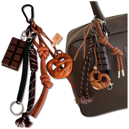 Breloc pentru geantă, chei, rucsac, breloc, pandantiv, covrig, tabletă de ciocolată