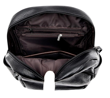 Rucsac elegant din piele de dama, mare, retro, negru