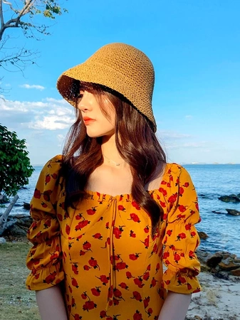 PĂLĂRIE DE PESCUIT CU GALEȚĂ Pălărie de paie și șapcă de plajă pentru femei