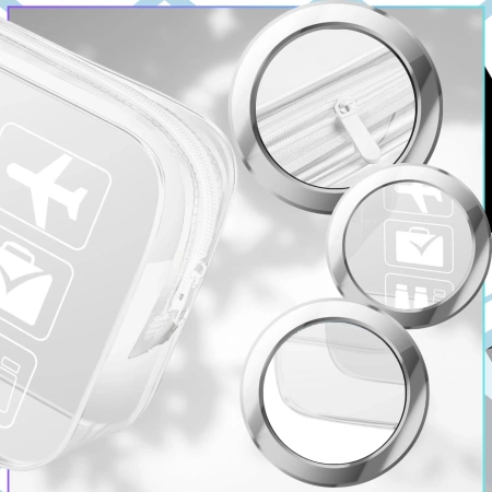 Set organizator transparent pentru geanta cosmetica valiza 3 piese alb