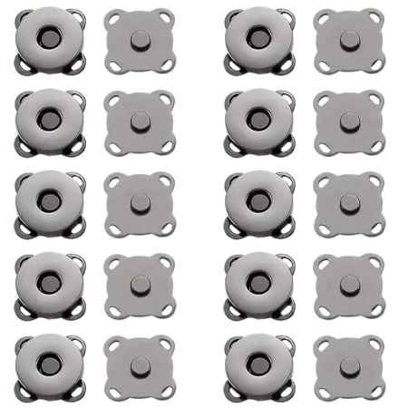 Închidere cu buton magnetic, 10 buc, metal negru