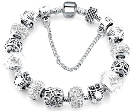 Bratara modulara din argint cu brelocuri de zircon