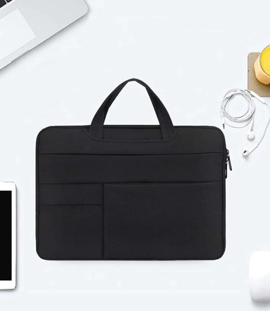 Geanta pentru laptop, neagra, spatioasa, husa 15.6