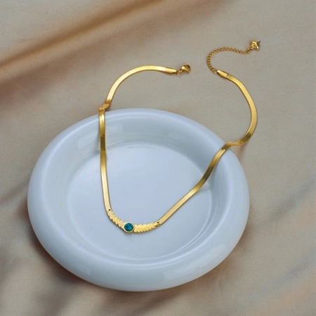 Colier de șarpe de aur, oțel chirurgical, ochi de aripă