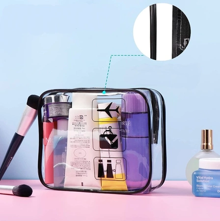 Set de 3 organizatoare transparente pentru o geanta cosmetica