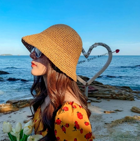 PĂLĂRIE DE PESCUIT CU GALEȚĂ Pălărie de paie și șapcă de plajă pentru femei