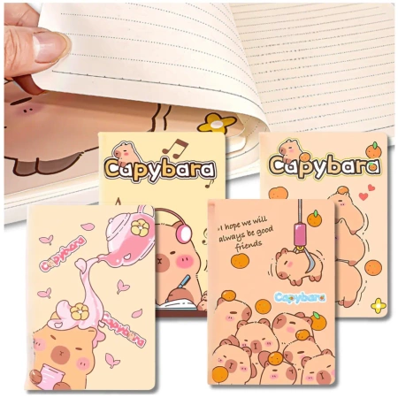 Caiet 4 piese Capybara colorat cu linii 60 pagini A5