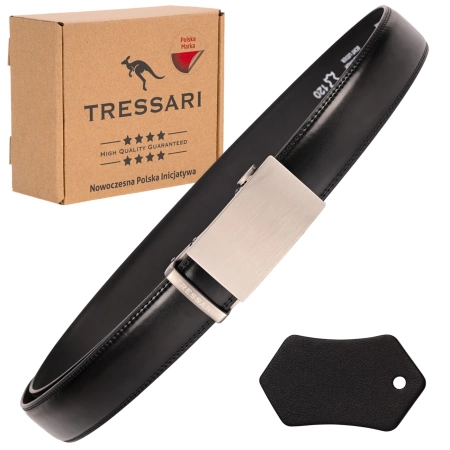 Curea pentru pantaloni TRESSARI pentru bărbați, 120 cm, automată, din piele, neagră