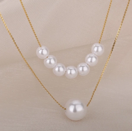 Colier elegant din oțel multi-chirurgical auriu cu perle