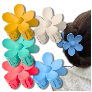 Set 5 agrafe de par, flori colorate, flori deschise