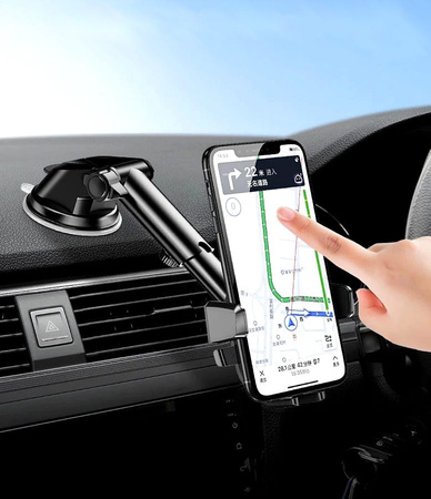 Suport telescopic auto pentru telefon, negru