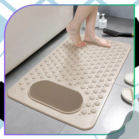 Covoraș de baie antiderapant pentru duș, pentru baie, 69x36 cm, bej, cu masaj