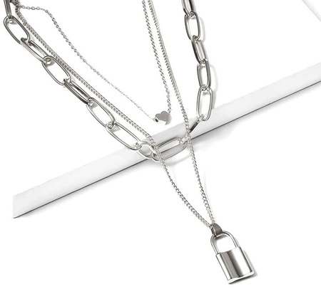 LĂCĂT Colier LANȚ inimă punk metal