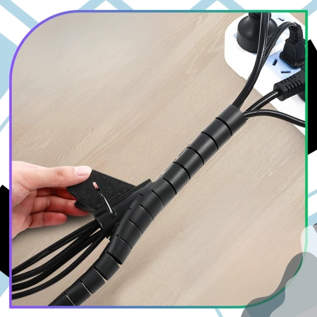 Husă de cablu, 5 m, neagră, organizator de cabluri