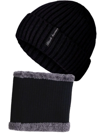 Set de iarna UNISEX: palarie + esarfa, tunel izolat de blana