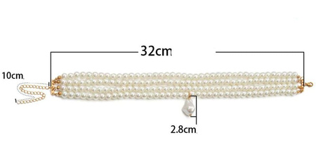 Colier choker de aur de damă cu perle multiple