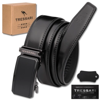 Curea pantaloni barbati 125cm Automatic piele naturala neagra TRESSARI