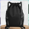 Rucsac sport negru cu șnur de strângere pentru antrenament de gimnastică, geantă de sală