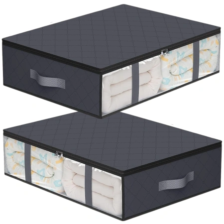 Set organizator de 2 piese pentru dulap, geantă mare gri, 60x45cm