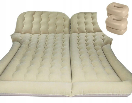 Saltea auto XXL, dublu bej cu pompa, camping