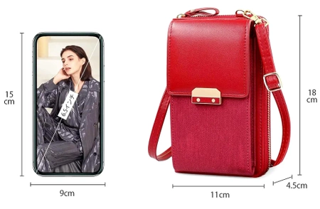 Pocheta mini de dama cu portofel din piele