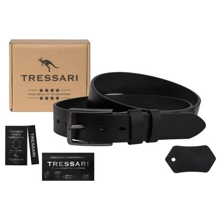 Cureaua barbati piele TRESSARI, piele naturala, 100% neagra, pentru pantaloni