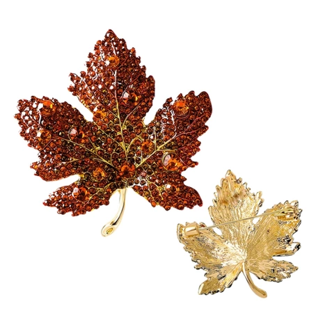 Frunză de arțar roșu zirconiu broșă elegant pin frunze