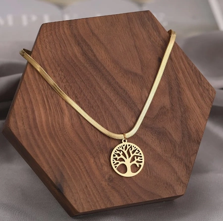 Colier de șarpe din aur, copac elegant din oțel chirurgical
