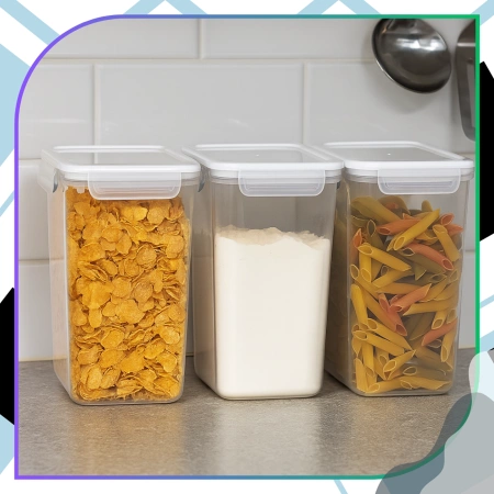 Set recipient de alimente 2.6l 3buc + perie de păr + autocolante