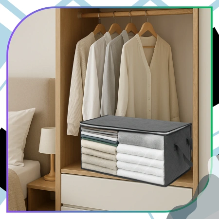 Set organizator 3 piese, geanta dulap pentru asternuturi, haine, mare