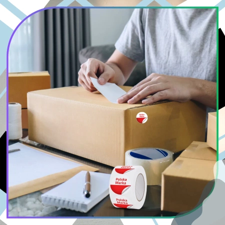Autocolante pe rola de 500 buc. Marca poloneză pentru produse ambalate
