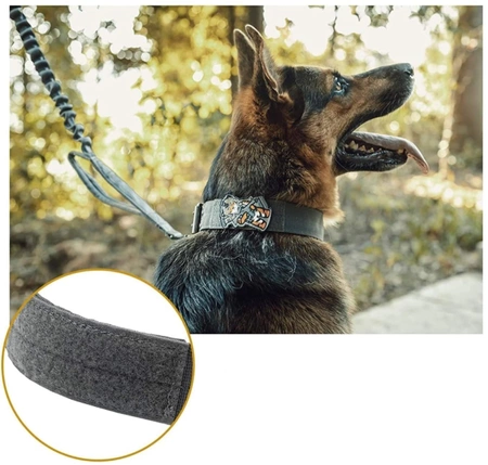 Tactic negru reglabil dublu rând XL guler de câine